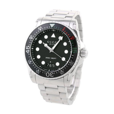 GUCCI YA136208A 古馳 手錶 48mm 黑面盤 不鏽鋼錶帶 男錶