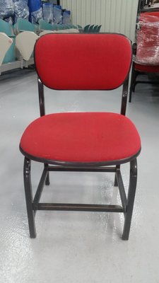 宏品二手家具館~ F52560紅布鐵椅3 *書桌椅 電腦椅 讀書椅 辦公椅 會議椅 洽談桌椅 中古傢俱拍