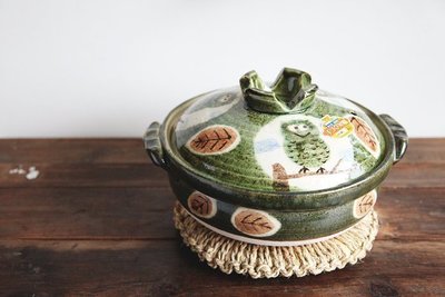 發現花園 日本選物 ~ 日本製 萬古燒 手工彩繪 砂鍋 -貓頭鷹 9號鍋