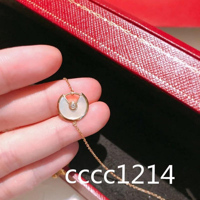 雪兒精品Cartier卡地亞 Amulette 18K黃金手環 白母貝 護身符 鑽石手鍊 B6044017