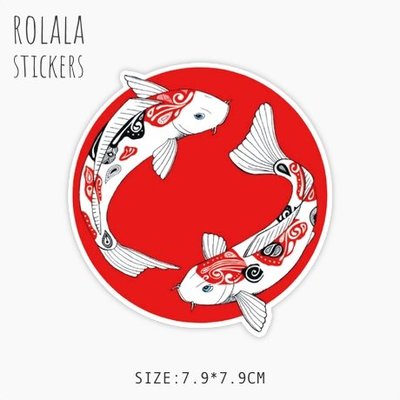 【P695】單張PVC防水貼紙 日本鯉魚貼紙 可愛魚魚貼紙 海洋生物貼紙 露營釣魚貼紙《同價位買4送1》ROLALA
