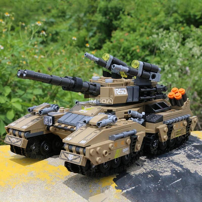 玩具 中國積木猛犸重型坦克命令與征服蘇聯天啟MK-3雙管突擊拼裝