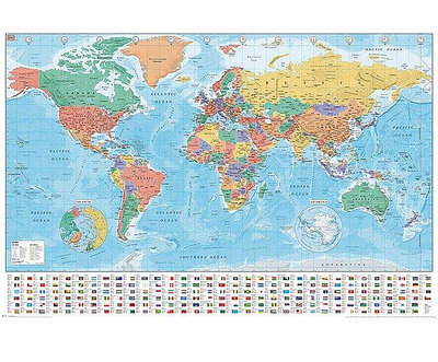 UK 進口全新海報  78  WORLD MAP 英文版 中華民國 國旗世界地圖 60 x 90 cm