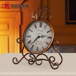 INPHIC-歐式座鐘客廳台鐘創意時鐘時尚 靜音歐式鐘復古鐵藝術