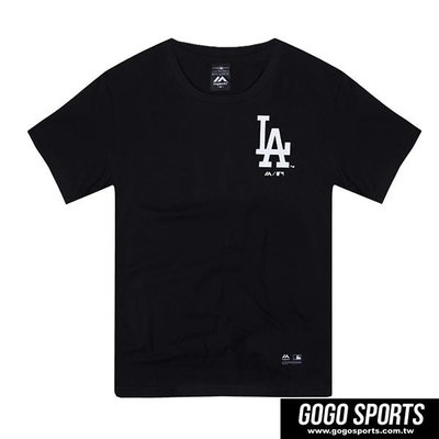 DIBO~創信正品 MLB 美國大聯盟 Majestic 男生 單標印花 吸濕排汗 短袖 T恤-道奇隊