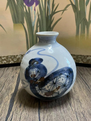 九谷燒 九谷古 手工拉坯 純手繪 花器 花瓶 擺件 鐵釉 品