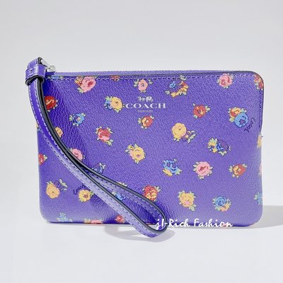 就愛精品店❤️ COACH 紫色繽紛花朵PVC材質手拿包 #CA716