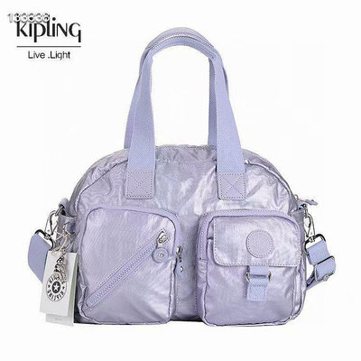 新款熱銷 Kipling 猴子包 金屬紫 多夾層拉鍊款輕量手提肩背斜背包 限時優惠 防水