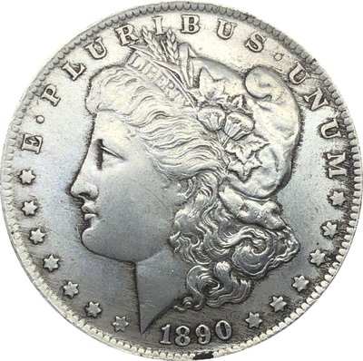 外國錢幣美國摩爾根美元1890 O 年仿古銀幣白銅鍍銀黑色古錢幣A2794