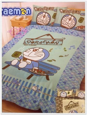 ♥小公主日本精品♥ Hello Kitty 小叮噹 哆啦A夢 沏茶樂 床包+單人被套 三件組 賠售出清31038508
