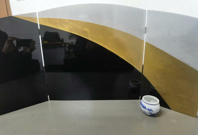日本漆器 金蒔繪木御屏風 茶臺隔斷 爐圍擋 佛龕后屏風 金銀