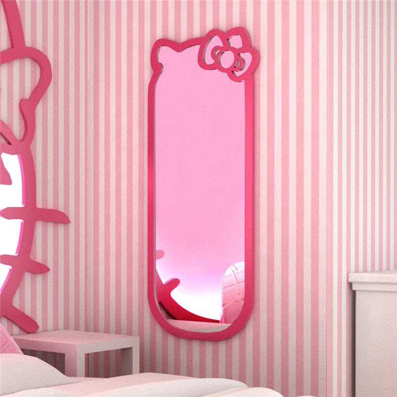 お値下げ ビンテージ ピンクの壁掛けミラー 鏡 フック付き
