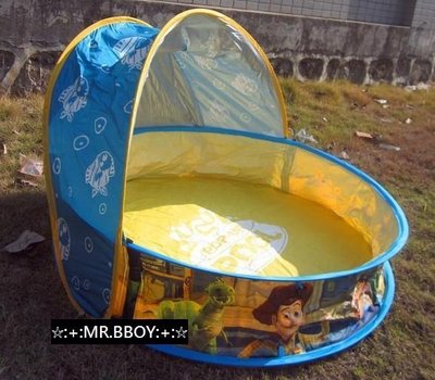 ☆:+:MR.BBOY:+:☆ 迪士尼玩具總動員 多功能折疊攜帶免充氣 嬰幼童戲水游泳池 海洋球池 沙池 水池 遮陽棚款