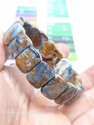 柒零陸晶品//天然高品牛仔藍彼得石超值精品手串.手排(A406)重量約:32g