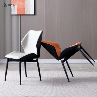 【廠家現貨直發】北歐輕奢餐椅現代簡約設計師家用靠背椅餐廳極簡舒適真皮藝術椅子