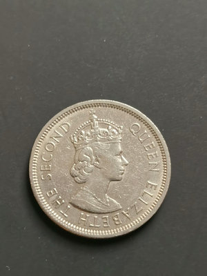 香港1960年發行大號1港元硬幣，品相完好，第一版女王硬幣，