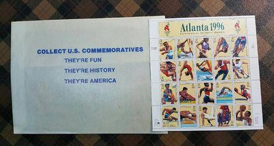 【觀天下 ◎ 郵幣天地】 早期收藏 ◎ 1996年美國亞特蘭大奧運紀念郵票整套連封套......