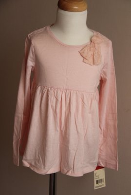 美國 OshKosh 淺粉色蝴蝶結長袖上衣 -size：4T