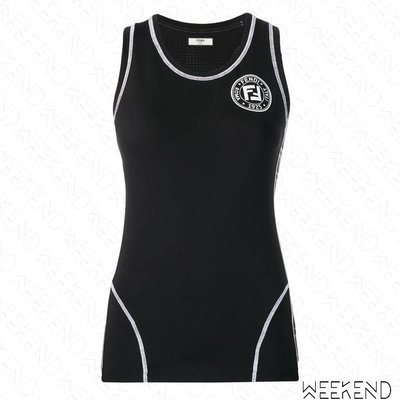 【WEEKEND】 FENDI FF Logo 側邊織帶 運動 無袖 背心 坦克背心 黑色 19春夏