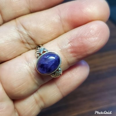 紫龍晶 戒指 925純銀 復古戒台 蛋面 天然 ❤水晶玉石特賣#B183-2