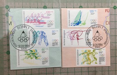 【郵卡庫】【奧運/附捐】西德1984年，洛杉磯奧運附捐郵票 6全，出世紙剪片成套舊票  SP3082