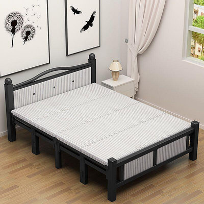 現貨：-折疊床 單人床 鐵床 家用折疊床 簡易雙人床 出租屋用加粗加厚單人床 免安裝折疊床