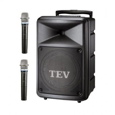 【昌明視聽】TEV TA-680 8吋 行動擴音喇叭 附2支選頻式無線麥克風 CD 藍芽 USB 播放器