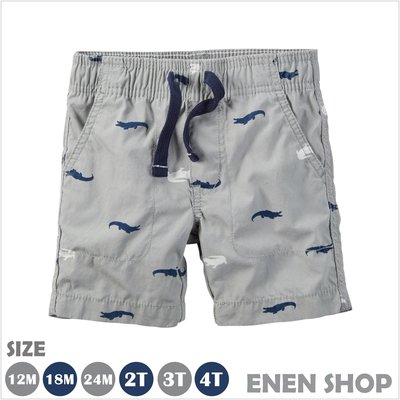 『Enen Shop』@Carters 灰色系小鱷魚款休閒短褲#224G169｜18M/24M/2T/4T