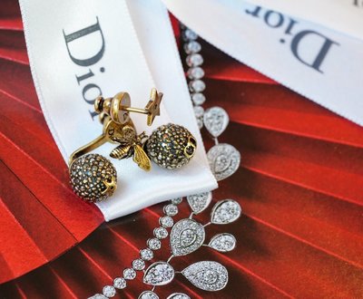 【COCO 精品專賣】Dior Earrings Asym Stress earrings 小蜜蜂 水晶 耳環 金 現貨