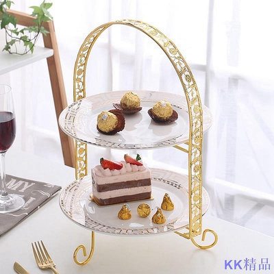 全館免運 金屬蛋糕架雙層拱形金色水果甜點架婚禮生日派對裝飾蛋糕架金色 可開發票