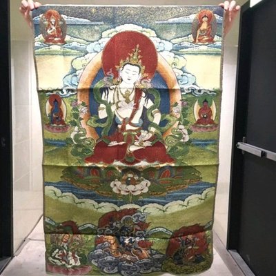 大張刺繡唐卡 90乘60 CM 中國西藏藏密佛像 刺繡唐卡 密宗唐卡 稀有罕見
