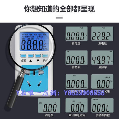測電儀 功耗測試儀功率顯示插座電力監測儀電表電量計費度空調檢測器交流