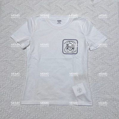 30年老店 預購 HERMES 純棉 短袖 圓領 T恤 白色 LOGO 36號