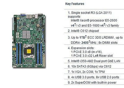 SUPERMICRO 超微 X10SRW F 主板 LGA2011 V3 V4 雙1000M網卡 DDR4