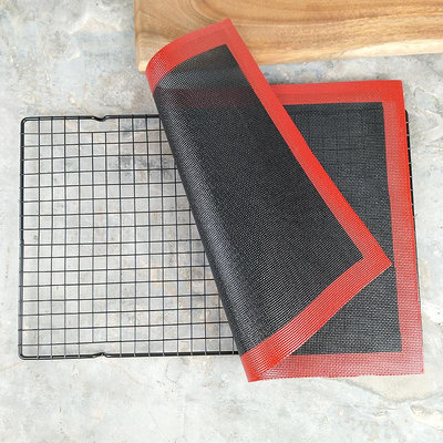 40*30cm耐高溫食品級硅膠玻纖烤盤墊 面包鏤空烤網 雙面可用
