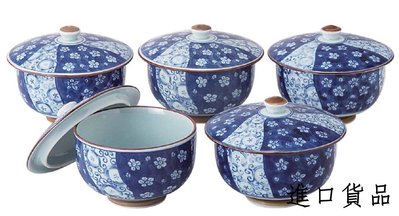 現貨造   和風梅花茶碗五入組 日式彩繪小梅煎茶蓋碗茶碗套裝陶器下午泡茶杯擺件禮品可開發票