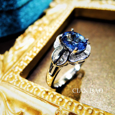 藍寶石🌋無燒藍寶石🌋天然藍寶石0.65克拉 💯純白18K金鑽石戒指