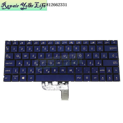 電腦零件ASUS 華碩 UX334 UX334U U334U UX334A 筆記本鍵盤 深藍色背光 HU筆電配件