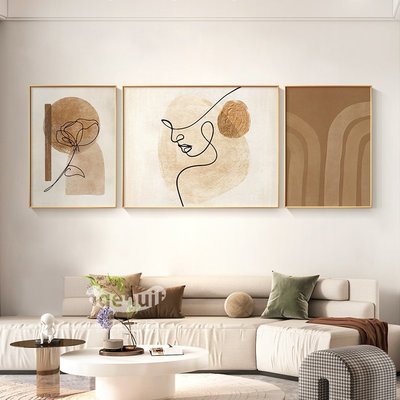 【熱賣精選】現代簡約客廳裝飾畫抽象藝術油畫大氣三聯壁畫北歐沙發背景墻掛畫