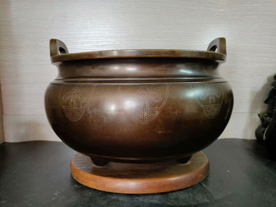 【二手】日本銅火缽 銅器 擺件 舊貨 【古物流香】-584