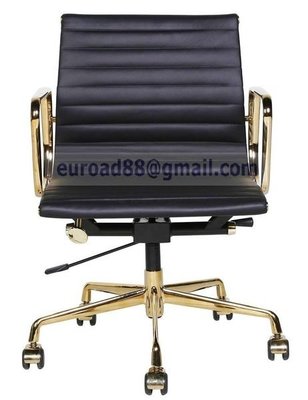 【台大復刻家具】Eames Aluminum 薄矮背 真皮辦公椅 Vitra EA 117  Gold Edition 鍍金紀念版【Vintage】