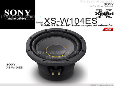 音仕達汽車音響 SONY XS-W104ES 10吋 重低音 單音圈 超低音喇叭 Mobile ES系列 1800W