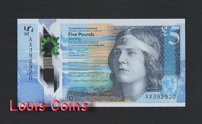 【Louis Coins】B1201-SCOTLAND-2016蘇格蘭紙幣,5 Pound