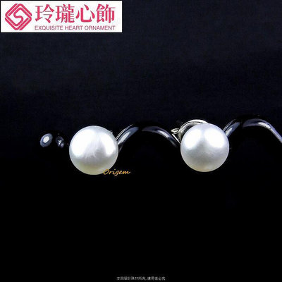 皮光佳5.1mm真珠穿洞式耳環~純正天然淡水白真珠#536+1~玲瓏心飾
