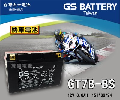 【茂勝電池】GS 統力 GT7B-BS 機車電池 7號薄型 YT7B VJR 勁戰 FORCE SMAX OZ 適用