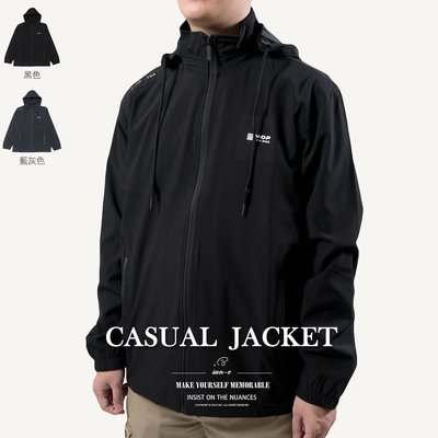 薄內裡休閒外套 夾克外套 防風遮陽外套 附帽外套 黑色外套 Casual Jackets(312-8127)男sun-e