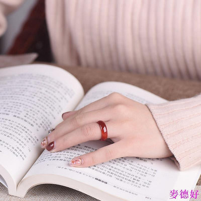 【精選好物】天然紅玉髓戒指水晶女款食指玉髓指環
