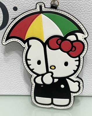 (全新正貨)皮質聯名款雨傘牌Hello Kitty造型車票夾~鐵鍊扣環(可扣在包包上)