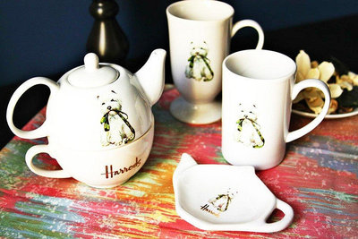 茶藝師 英國哈羅斯Harrods出口西高地紫砂陶瓷茶壺咖啡杯茶杯骨瓷外貿