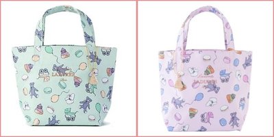 Ariel's Wish日本東京銀座LADUREE馬卡龍泰迪熊手提包手提袋手提包便當袋外出包野餐包餐袋- 兩款絕版品各一